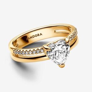 Pandora Double Band Heart Ring
